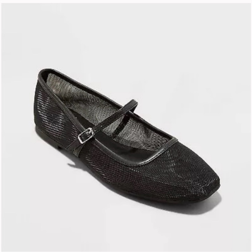 Wild Fable Black Mesh Elsa Square-Toe Flats